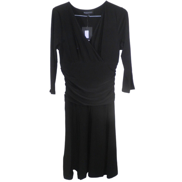 Rekucci Size 4 Slimming 3/4 Sleeve Fit-and-Flare Crossover Tummy Control Dress - Picture 7 of 10